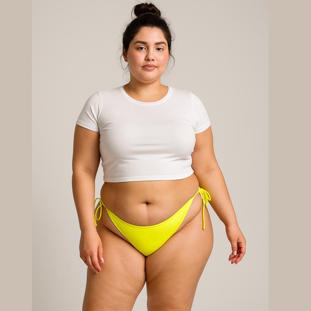 Skims Dippy Tie String Bikini Bottoms in neon yellow Size 4X NWT New Citrus